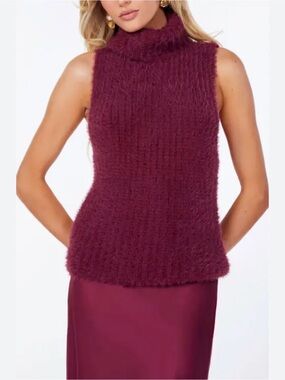 Mango Sleeveless Sweater - Burgundy